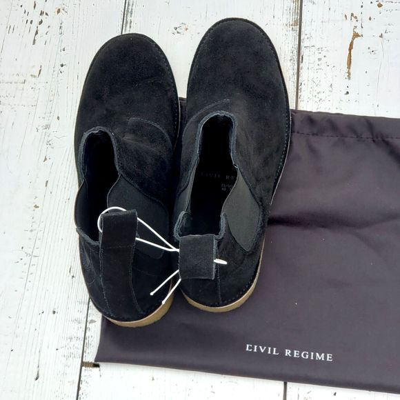 Civil Regime Black Suede Leather Pull On Chelsea Boots Mens Sz 7 Womens 8.5 / 39 main image 7